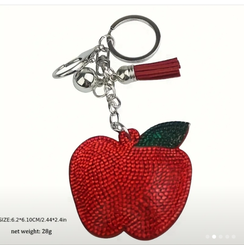 🆕️🍎RHINESTONE APPLE HANDBAG CHARM / KEYCHAIN🍎